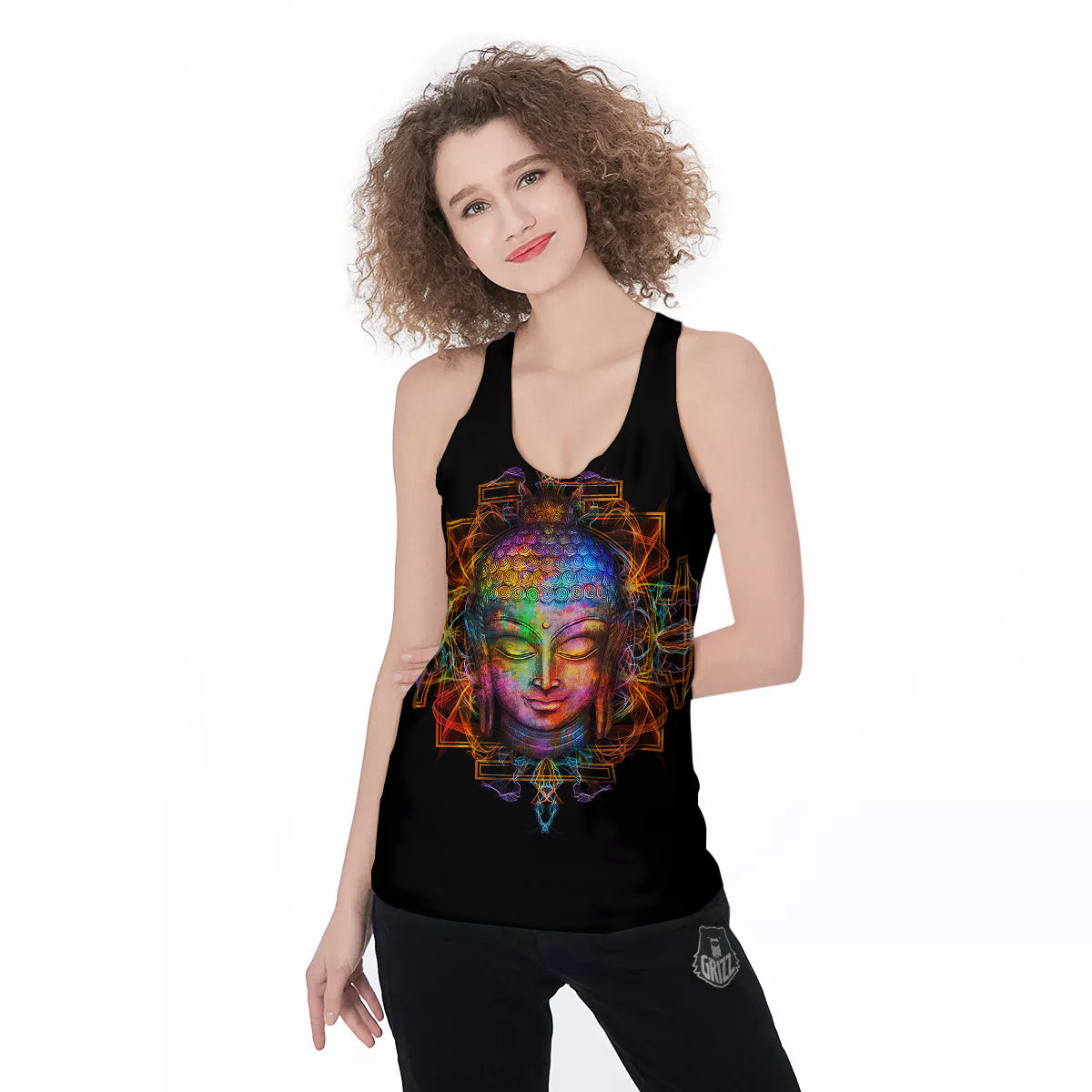 Buddha Colorful Print Women's Racerback Tank Top-grizzshop