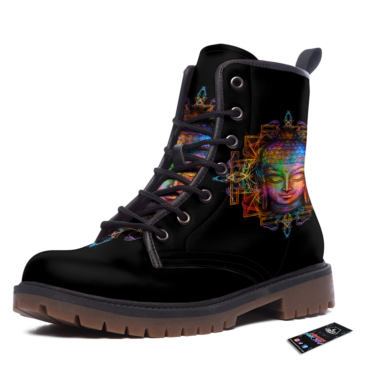 Buddha Colorful Print Work Boots-grizzshop