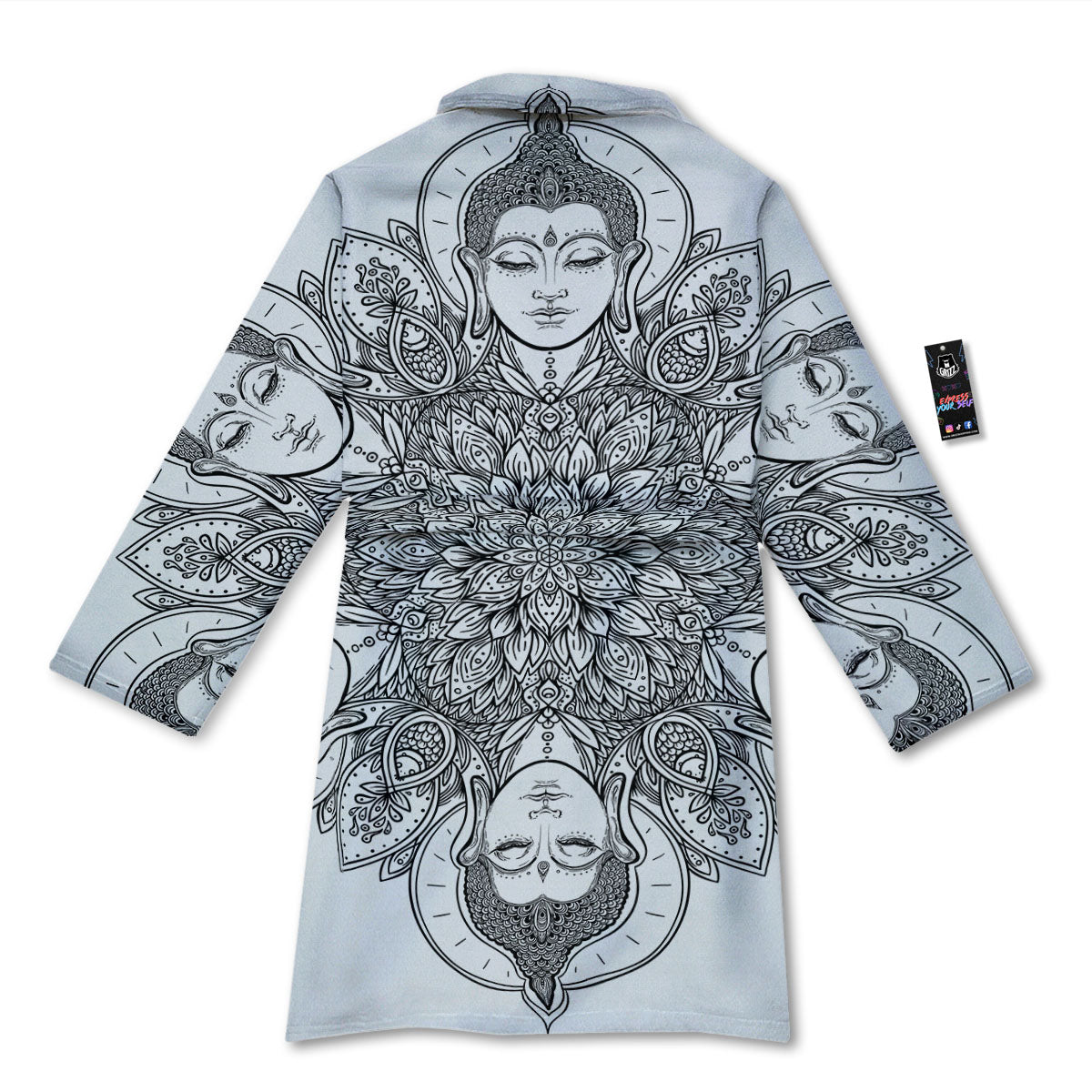 Buddha Face Ornate Mandala Print Bathrobe-grizzshop
