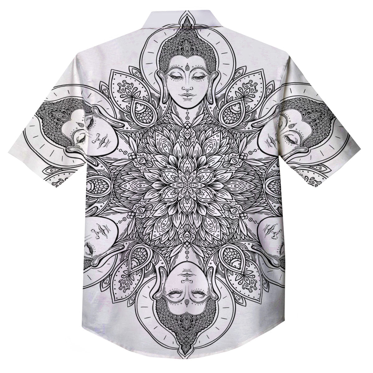Buddha Face Ornate Mandala Print Button Up Shirt-grizzshop