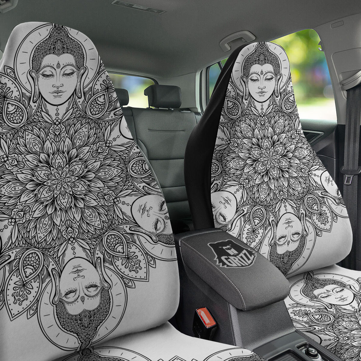 Buddha Face Ornate Mandala Print Car Seat Covers-grizzshop