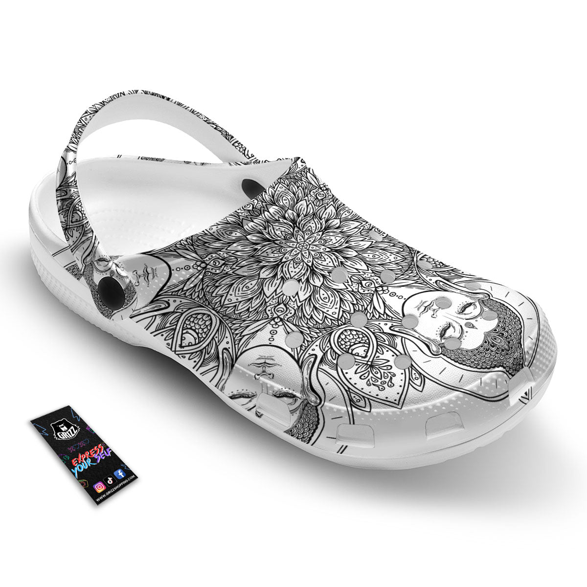 Buddha Face Ornate Mandala Print Clog-grizzshop