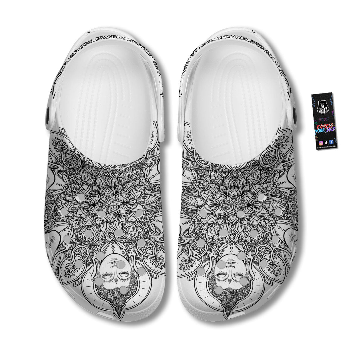 Buddha Face Ornate Mandala Print Clog-grizzshop
