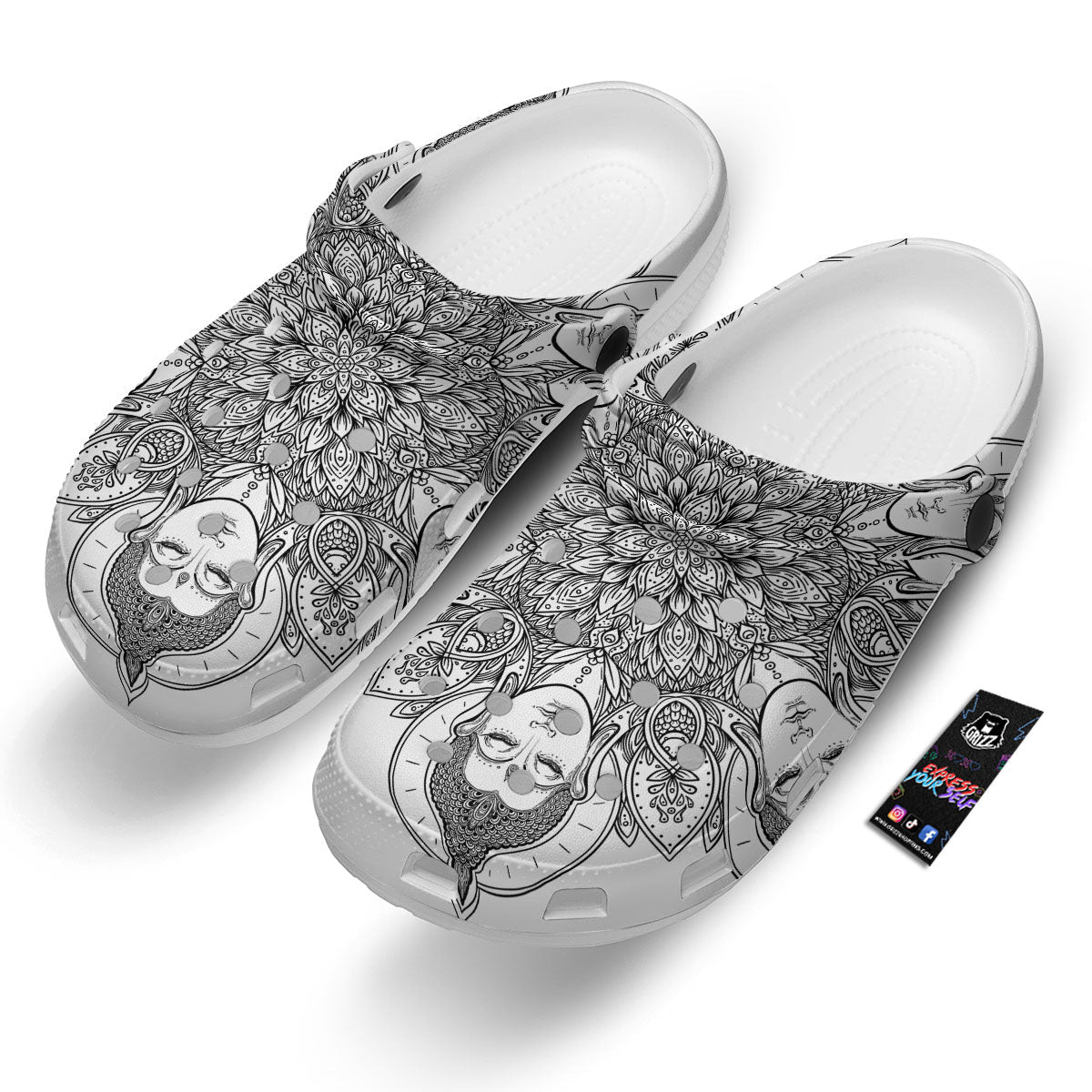 Buddha Face Ornate Mandala Print Clog-grizzshop