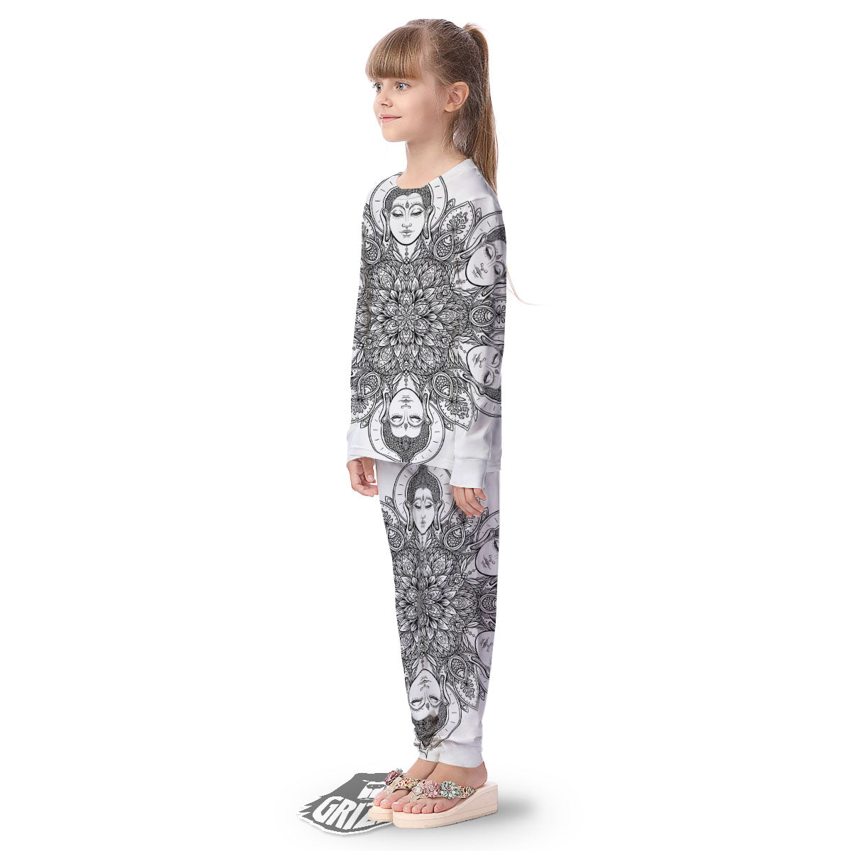 Buddha Face Ornate Mandala Print Kid's Pajamas-grizzshop