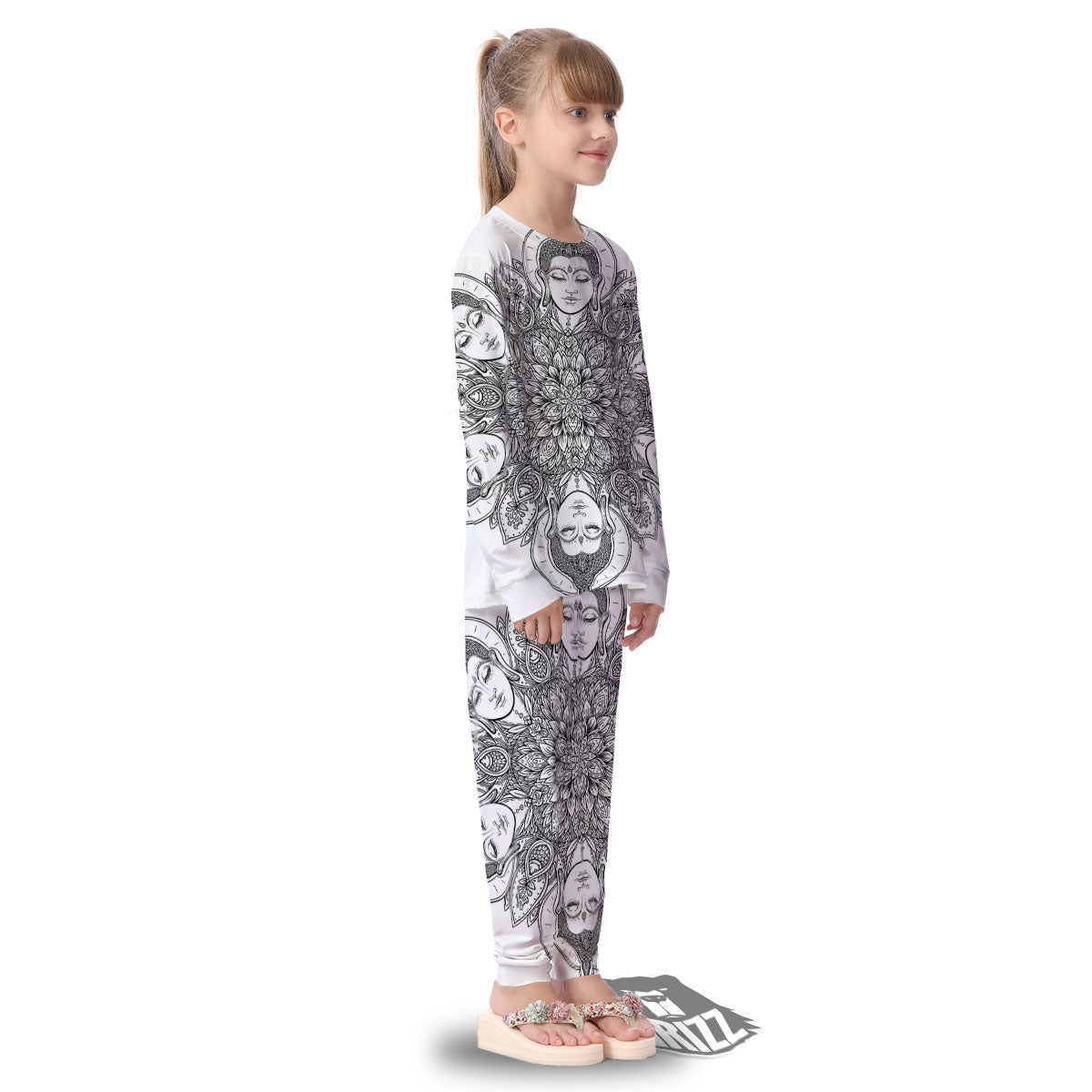 Buddha Face Ornate Mandala Print Kid's Pajamas-grizzshop