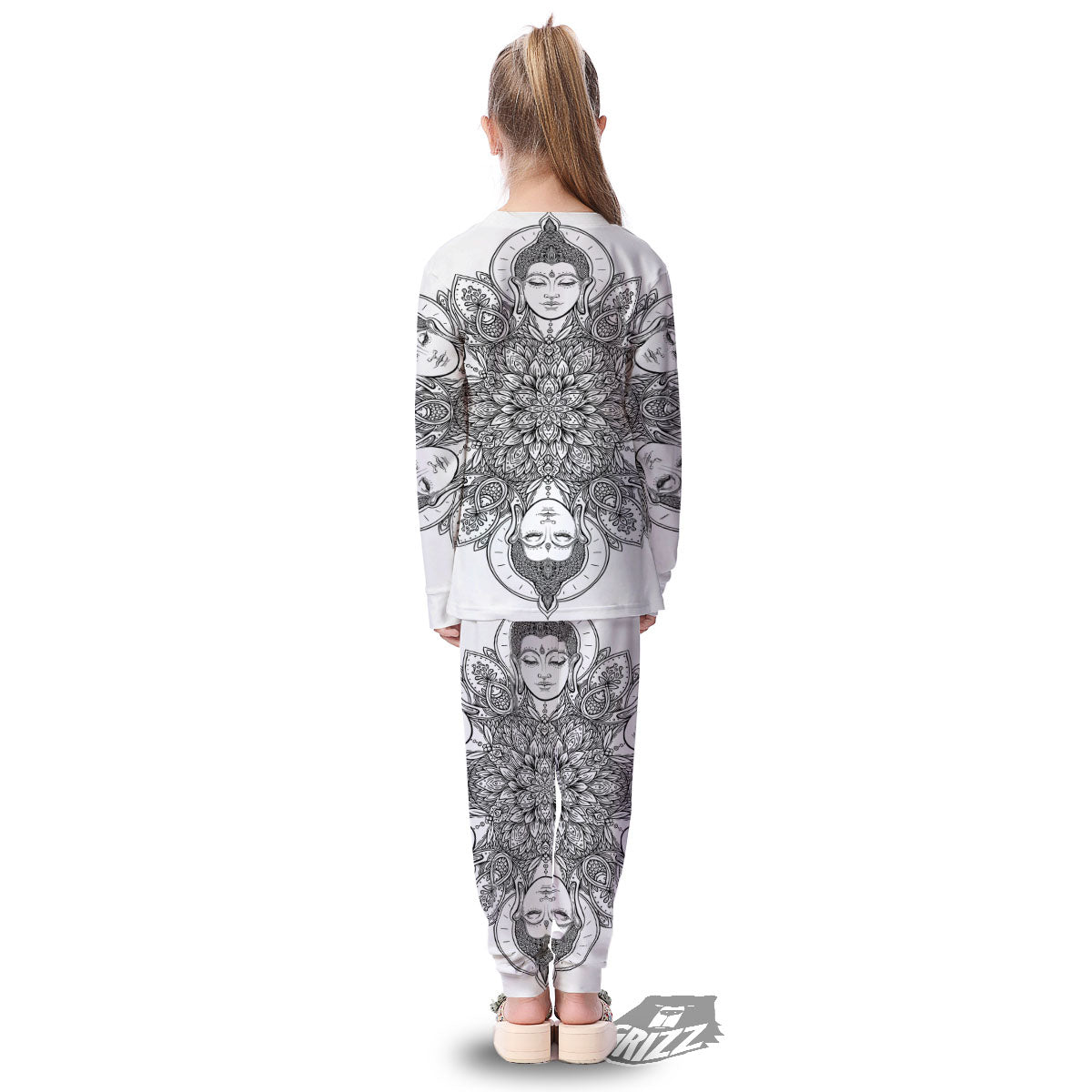 Buddha Face Ornate Mandala Print Kid's Pajamas-grizzshop