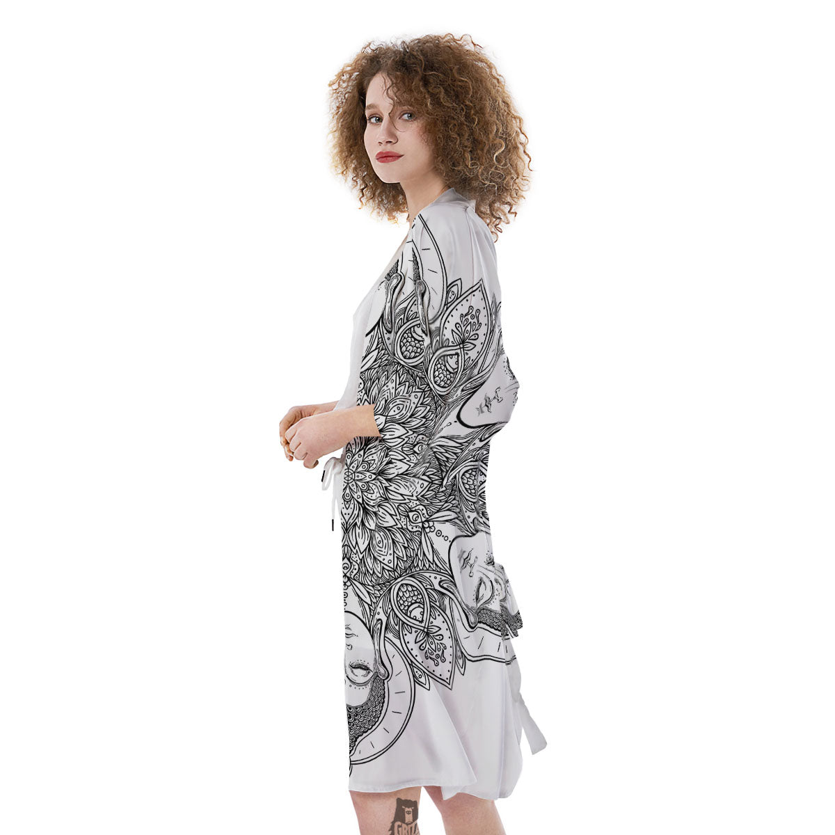 Buddha Face Ornate Mandala Print Kimono-grizzshop