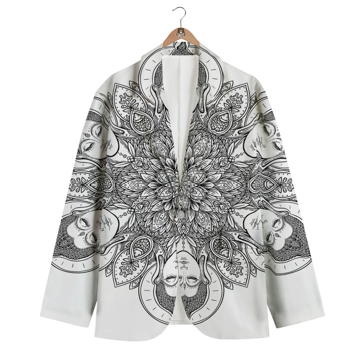 Buddha Face Ornate Mandala Print Men's Blazer-grizzshop