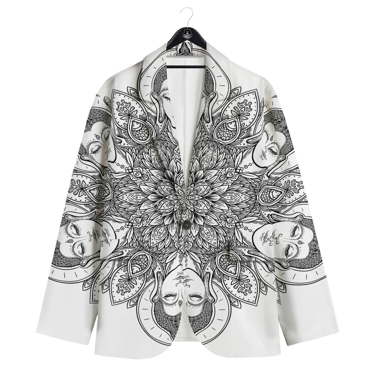 Buddha Face Ornate Mandala Print Men's Sport Coat-grizzshop