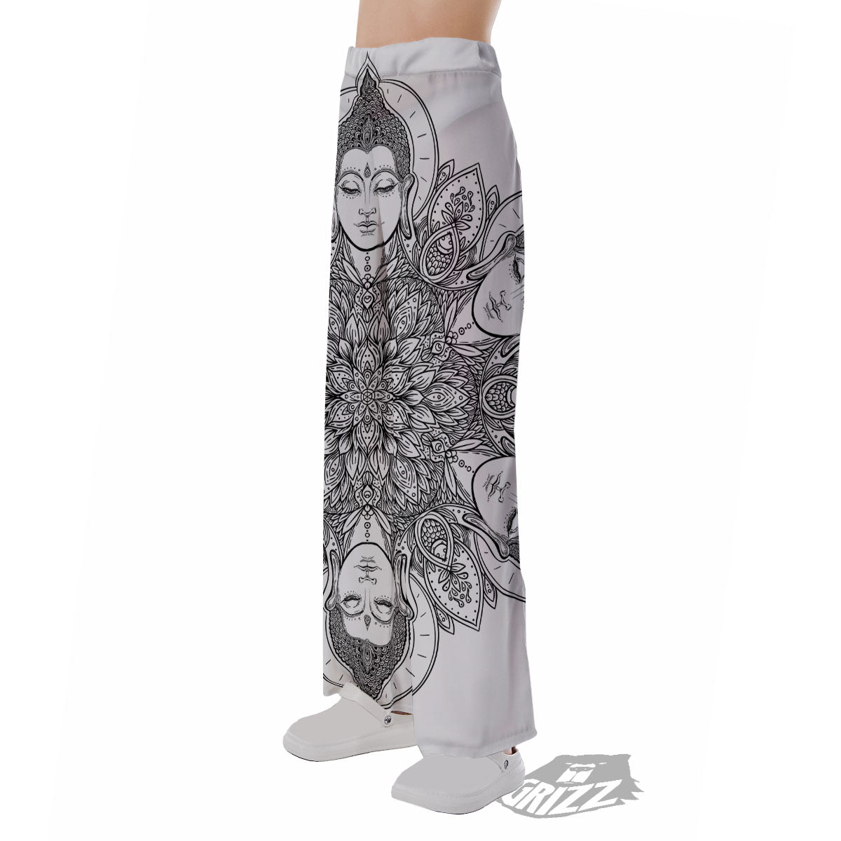 Buddha Face Ornate Mandala Print Pajama Pants-grizzshop