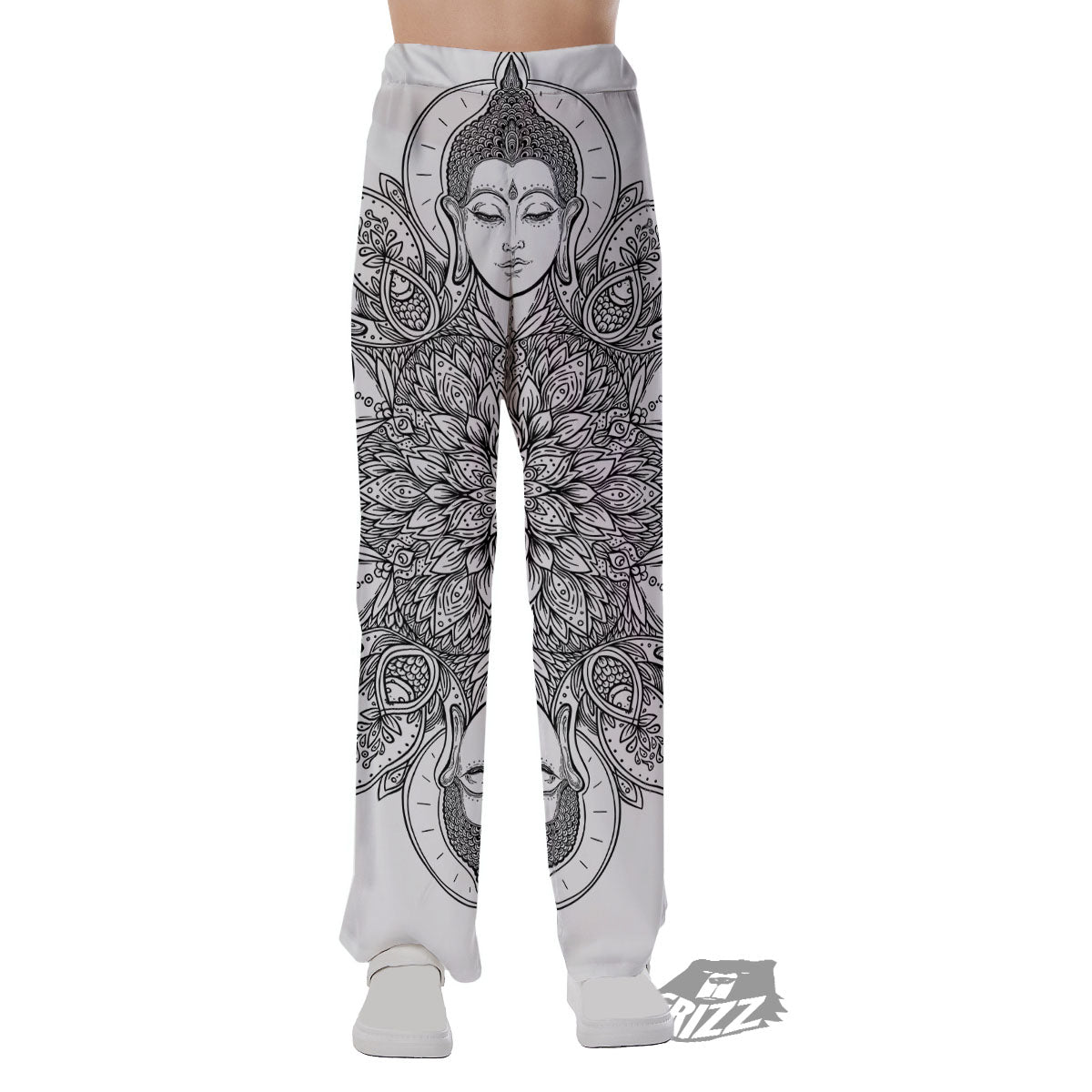 Buddha Face Ornate Mandala Print Pajama Pants-grizzshop