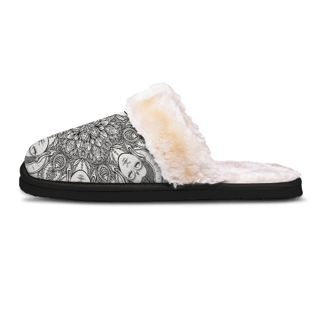 Buddha Face Ornate Mandala Print Slippers-grizzshop