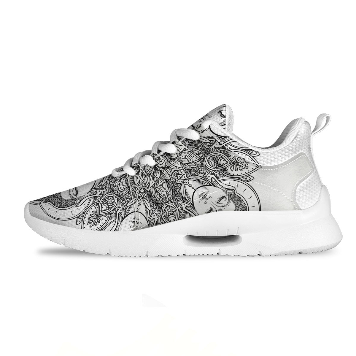Buddha Face Ornate Mandala Print Tennis Shoes-grizzshop