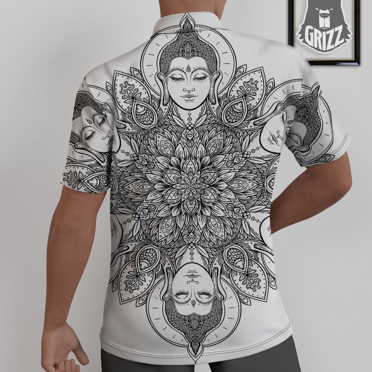 Buddha Face Ornate Mandala Print Untucked Shirts-grizzshop