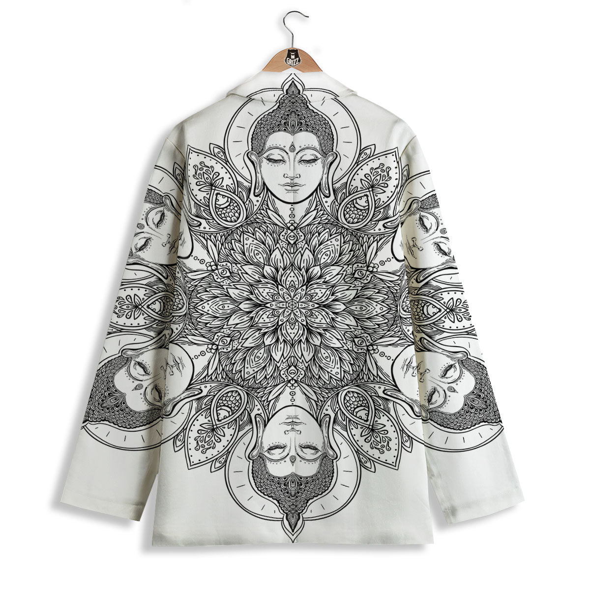 Buddha Face Ornate Mandala Print Women's Blazer-grizzshop