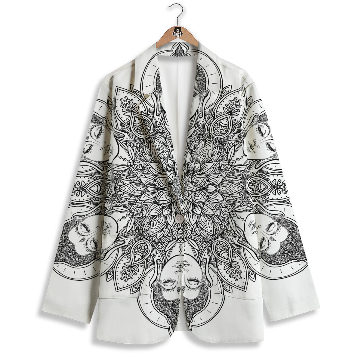 Buddha Face Ornate Mandala Print Women's Blazer-grizzshop