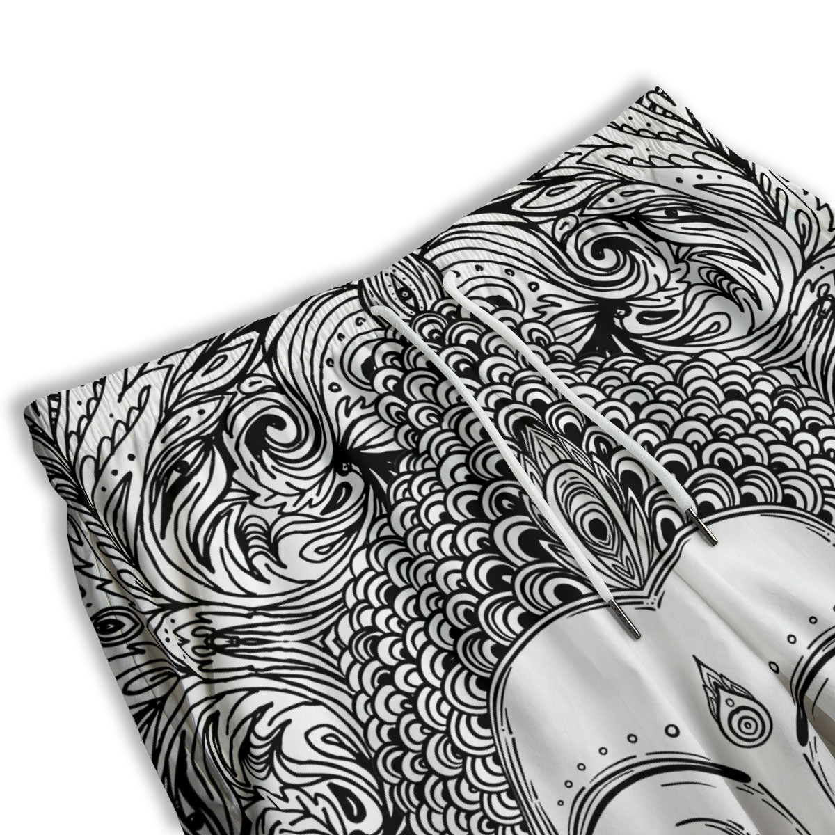 Buddha Mandala Spiritual Black White Print Men's Athletic Shorts