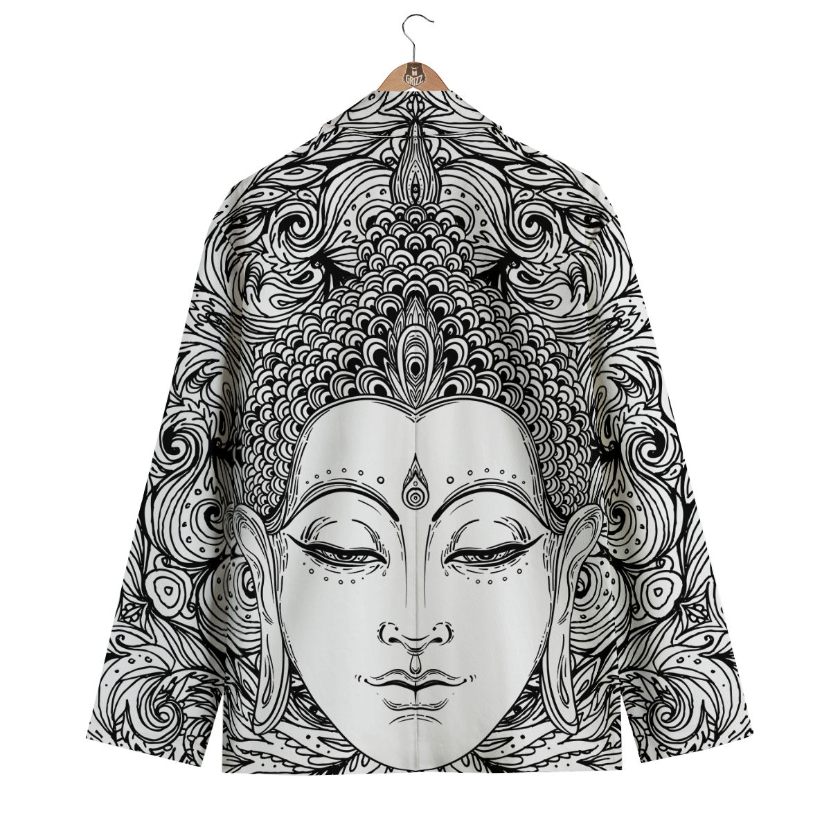 Buddha Mandala Spiritual Black White Print Men's Blazer-grizzshop