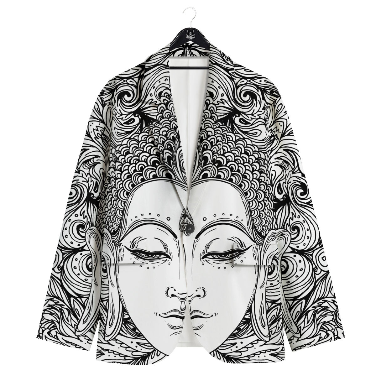 Buddha Mandala Spiritual Black White Print Men's Sport Coat-grizzshop