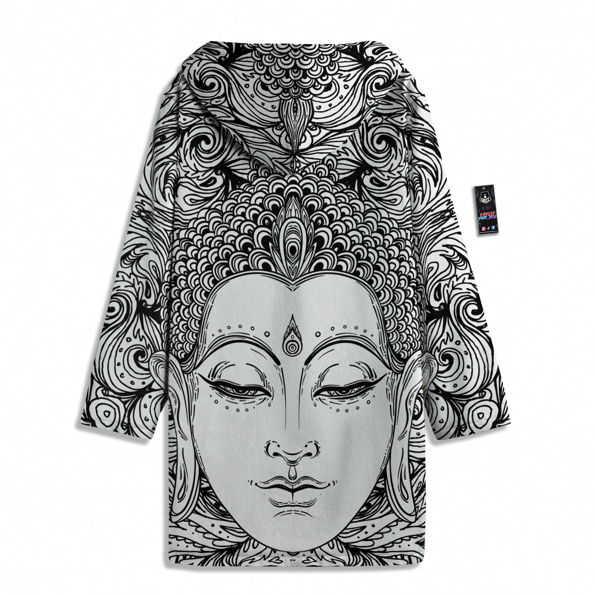 Buddha Mandala Spiritual Black White Print Men's Windbreaker Jacket-grizzshop