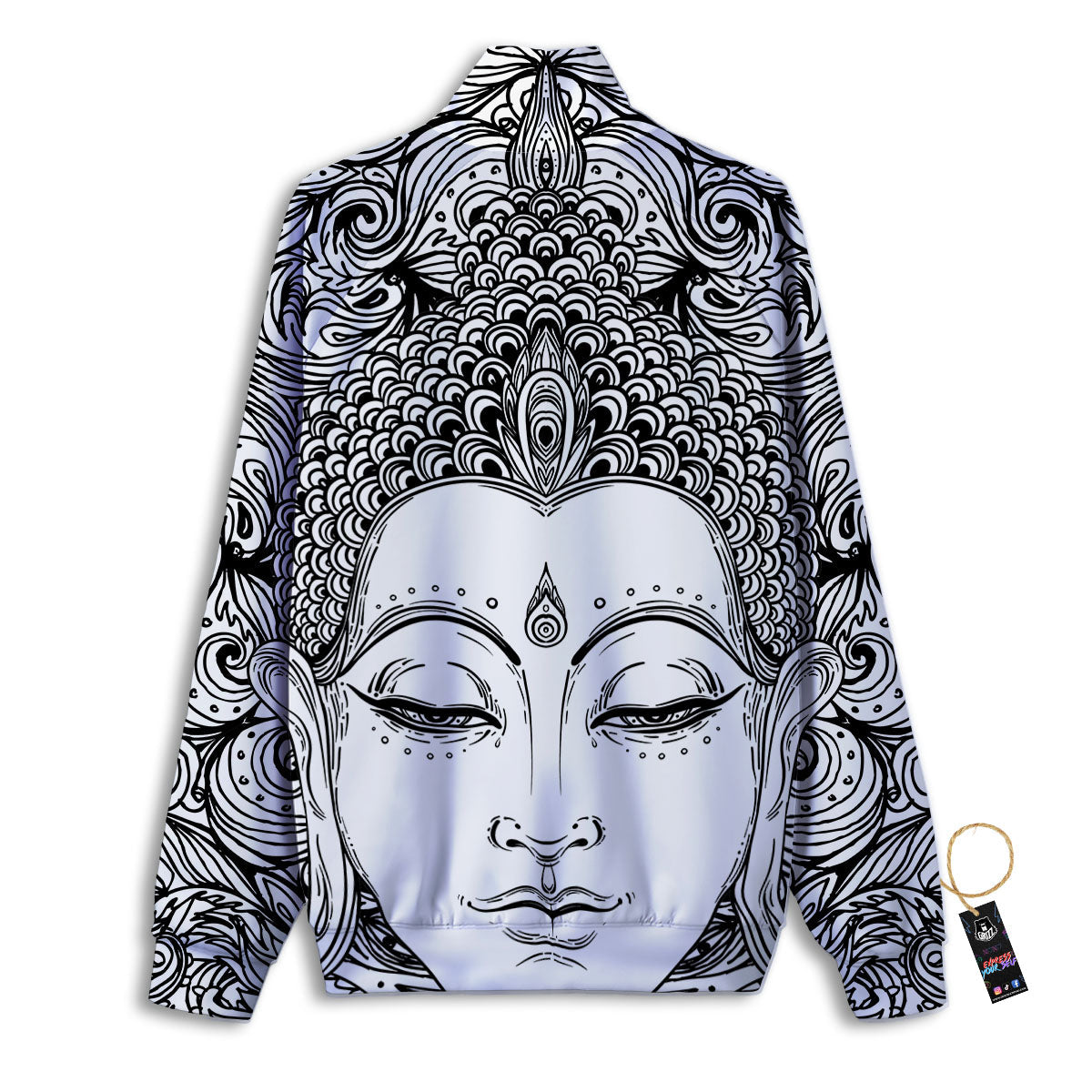 Buddha Mandala Spiritual Black White Print Track Jacket-grizzshop