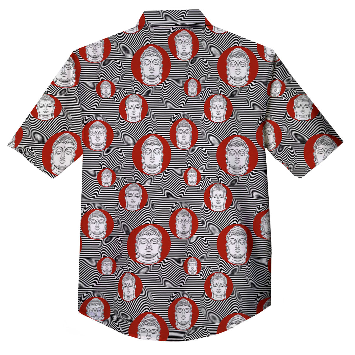 Buddha Print Pattern Button Up Shirt-grizzshop