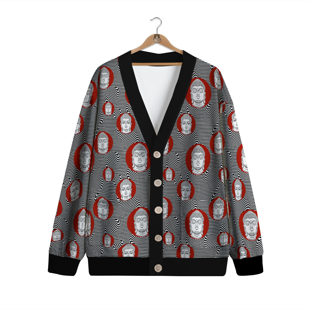 Buddha Print Pattern Cardigan-grizzshop