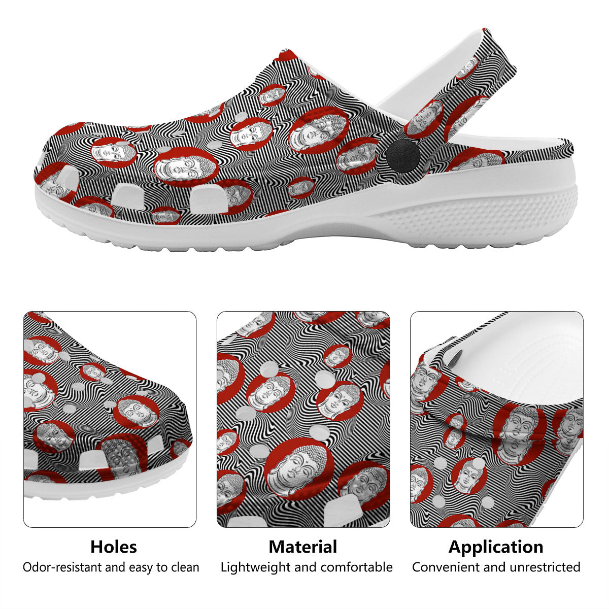 Buddha Print Pattern Clog-grizzshop