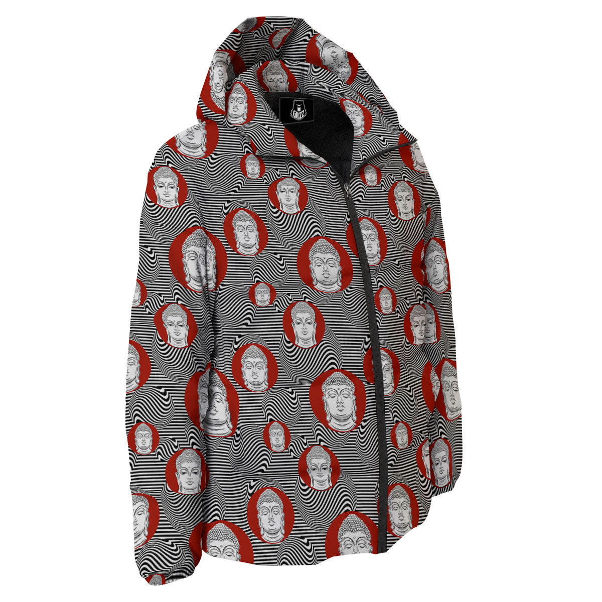 Buddha Print Pattern Down Jacket-grizzshop