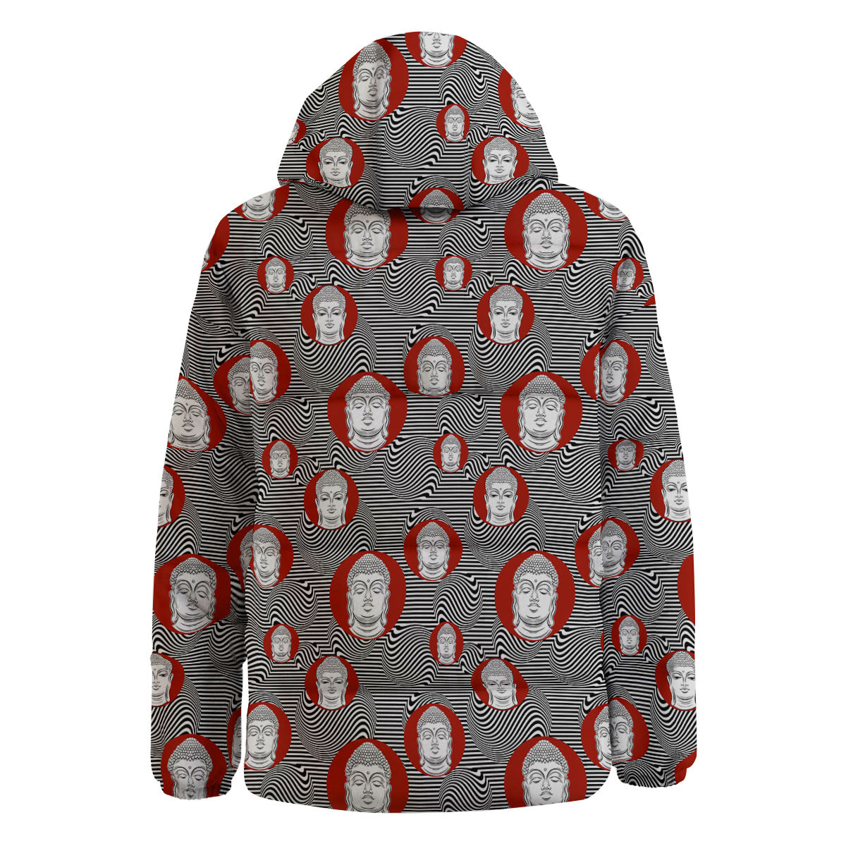 Buddha Print Pattern Down Jacket-grizzshop