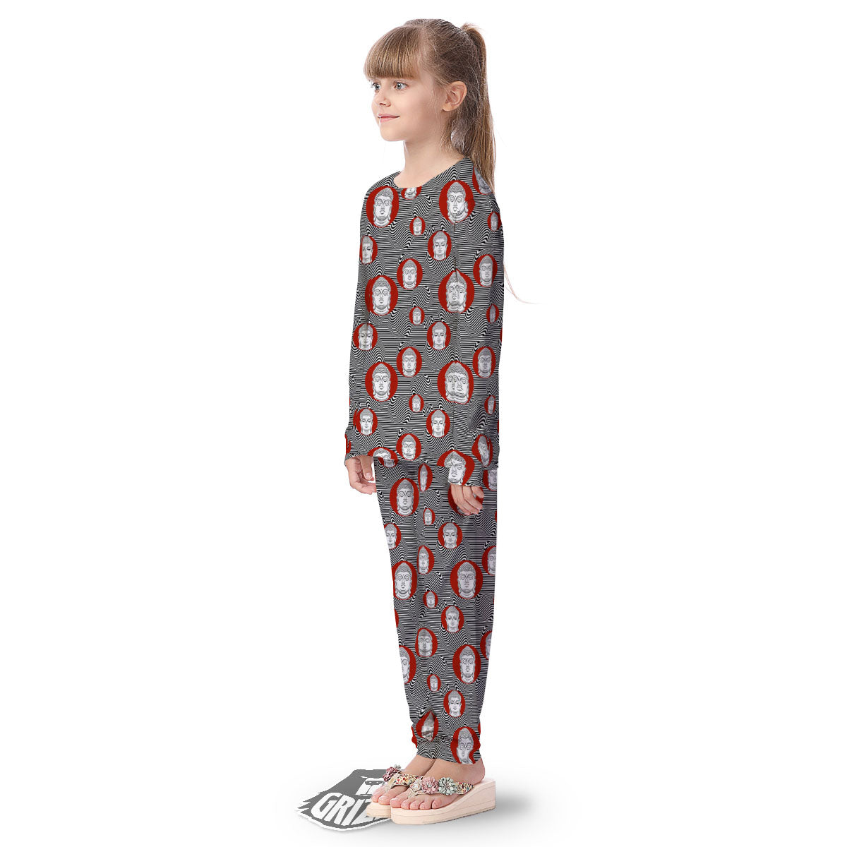 Buddha Print Pattern Kid's Pajamas-grizzshop