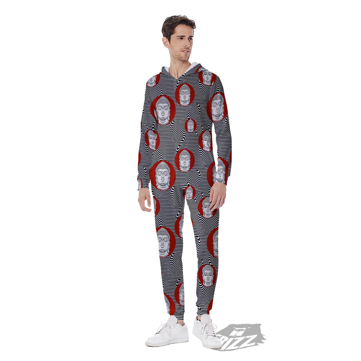 Buddha Print Pattern Men's Jumpsuit-grizzshop