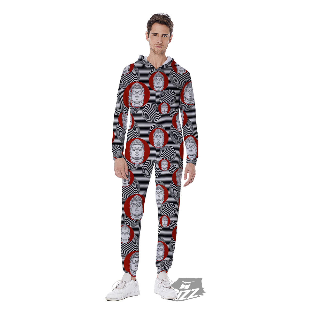 Buddha Print Pattern Men's Jumpsuit-grizzshop