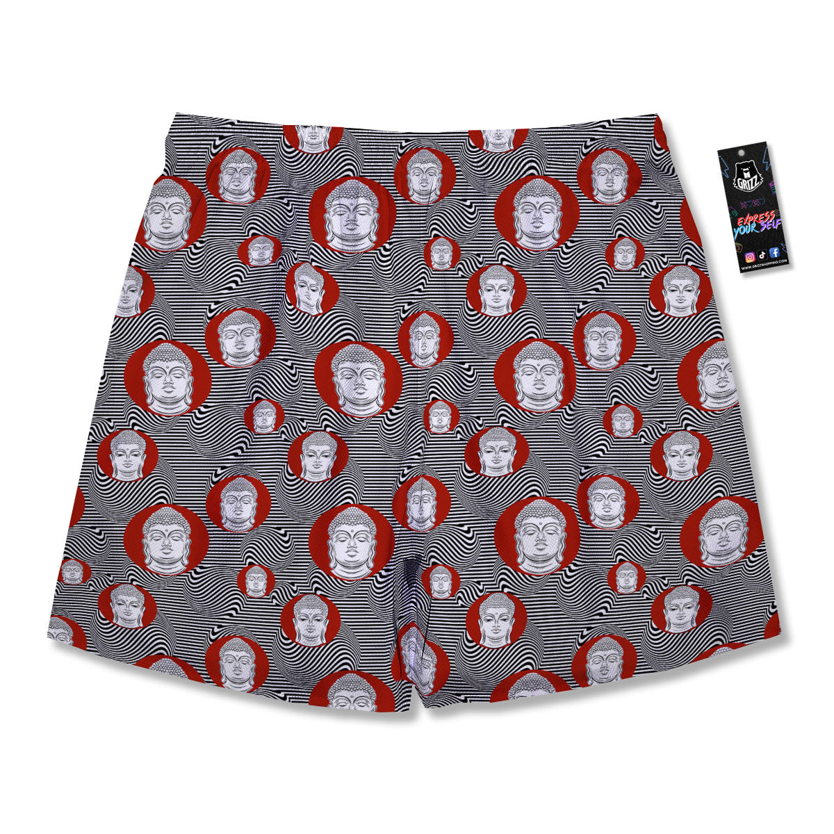 Buddha Print Pattern Men's Running Shorts-grizzshop