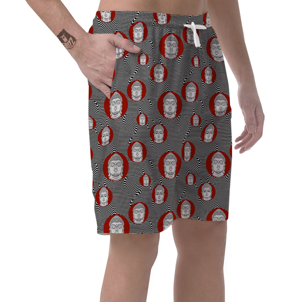 Buddha Print Pattern Men's Shorts-grizzshop