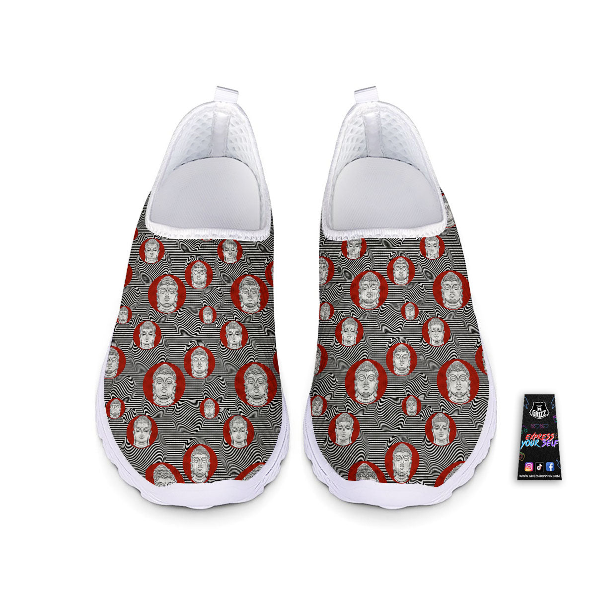 Buddha Print Pattern Nurse Shoes-grizzshop