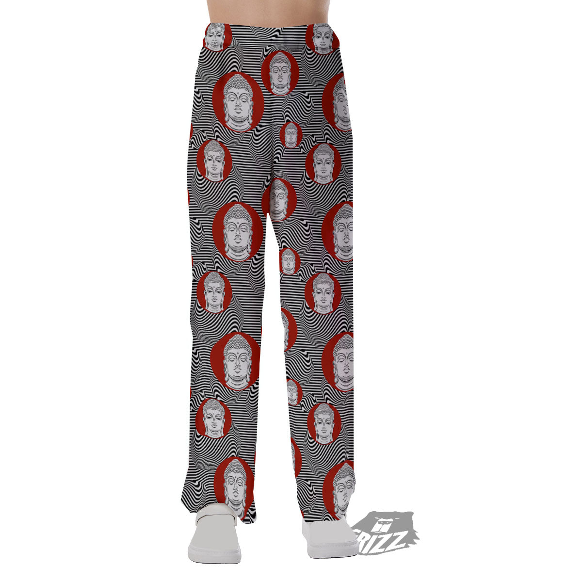 Buddha Print Pattern Pajama Pants-grizzshop