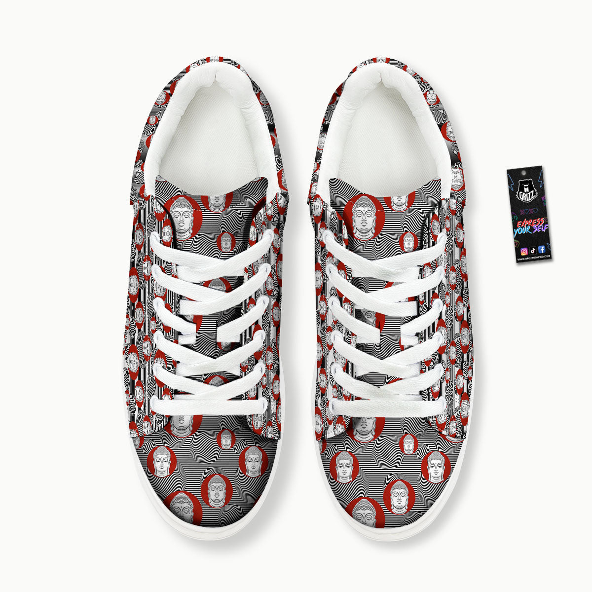 Buddha Print Pattern Platform Shoes-grizzshop