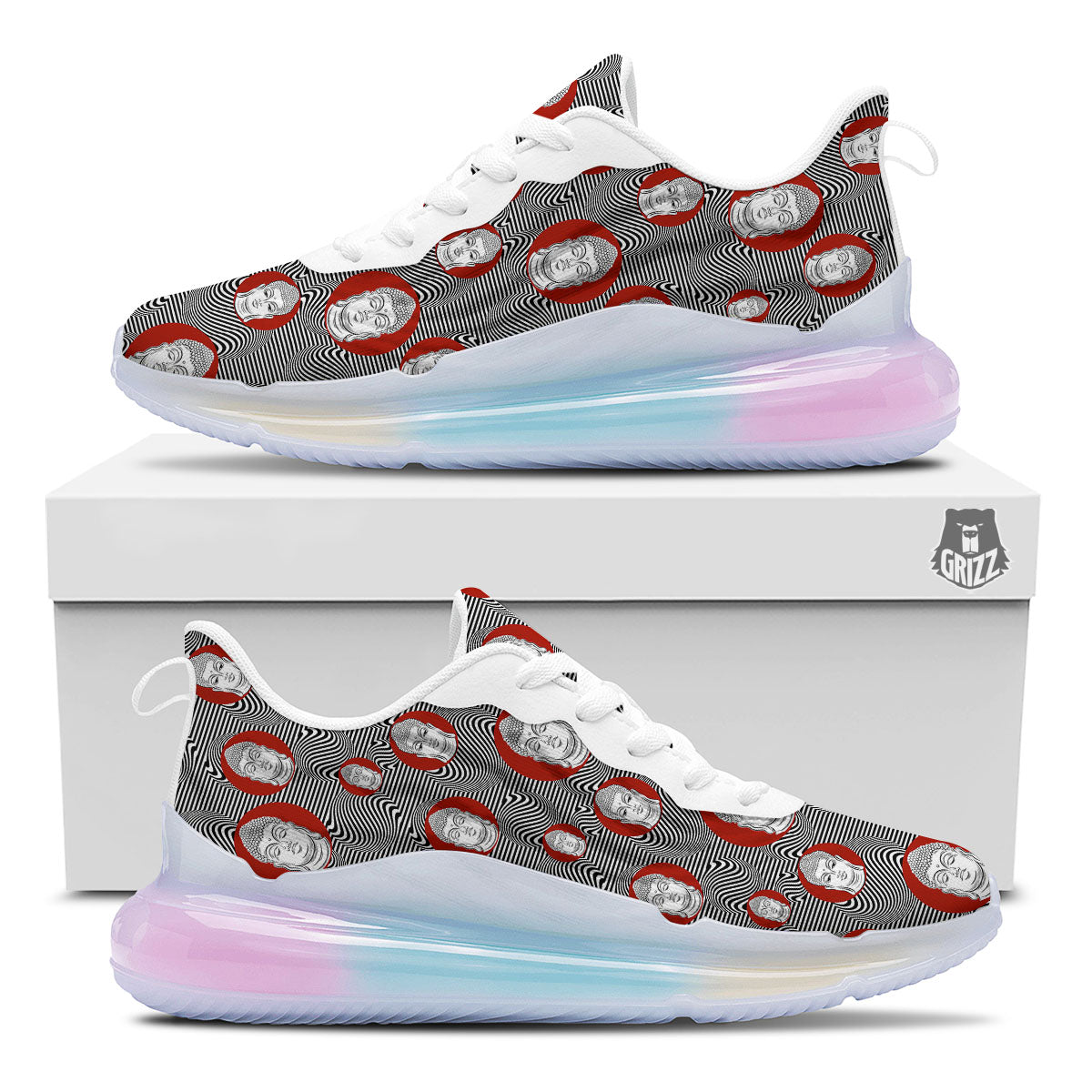 Buddha Print Pattern Running Sneakers-grizzshop