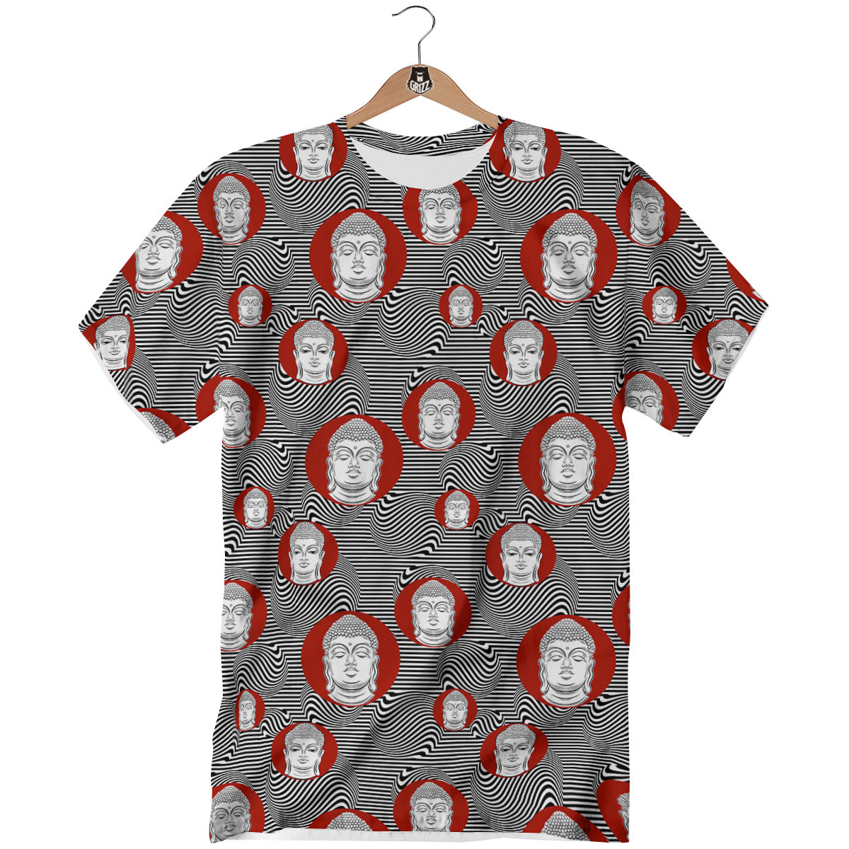 Buddha Print Pattern T-Shirt-grizzshop