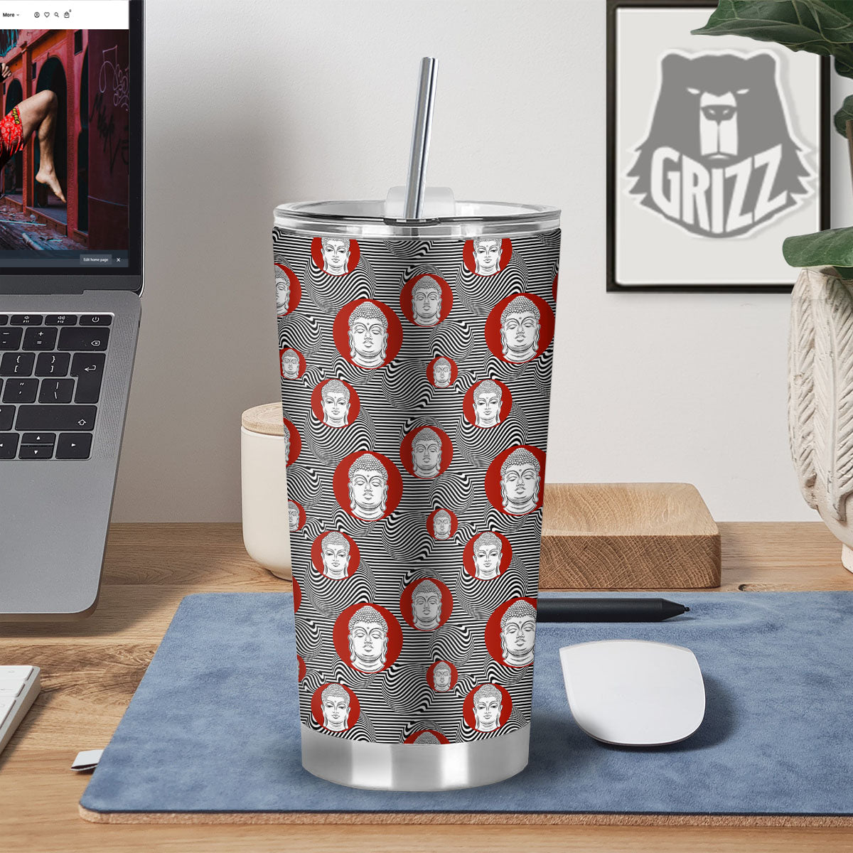 Buddha Print Pattern Tumbler-grizzshop