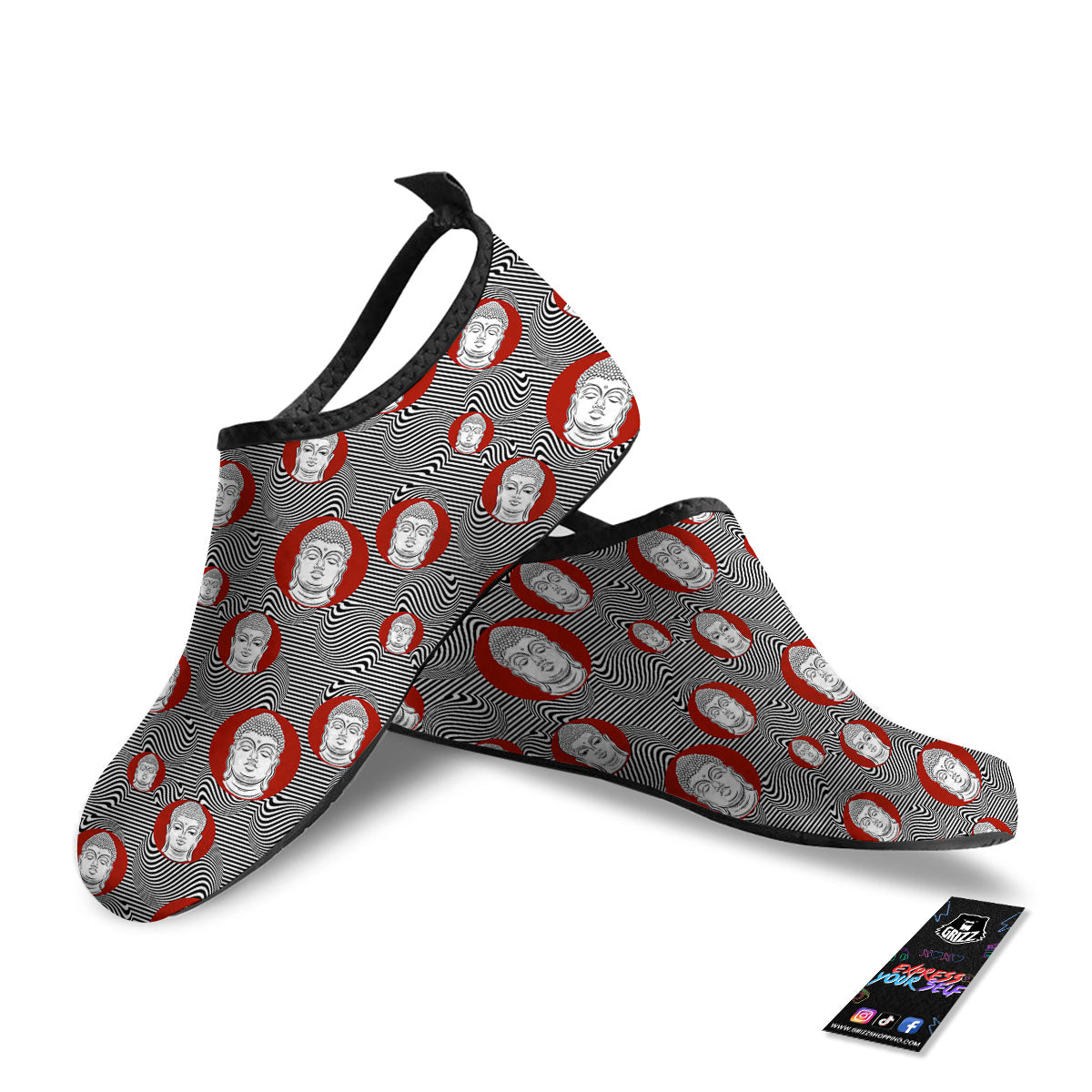 Buddha Print Pattern Water Shoes-grizzshop