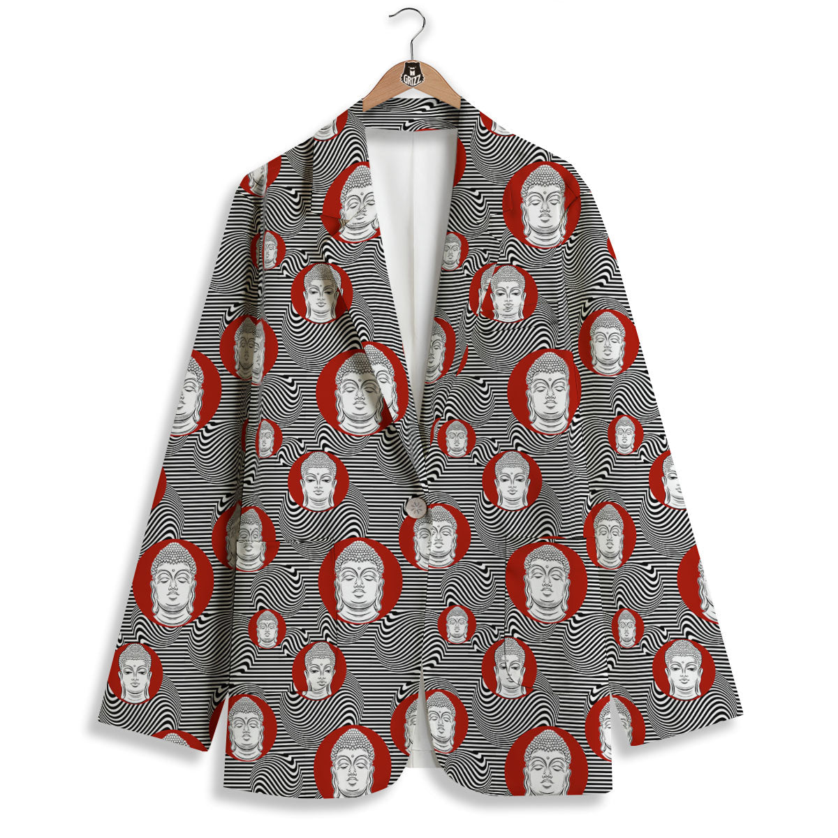 Buddha Print Pattern Women's Blazer-grizzshop