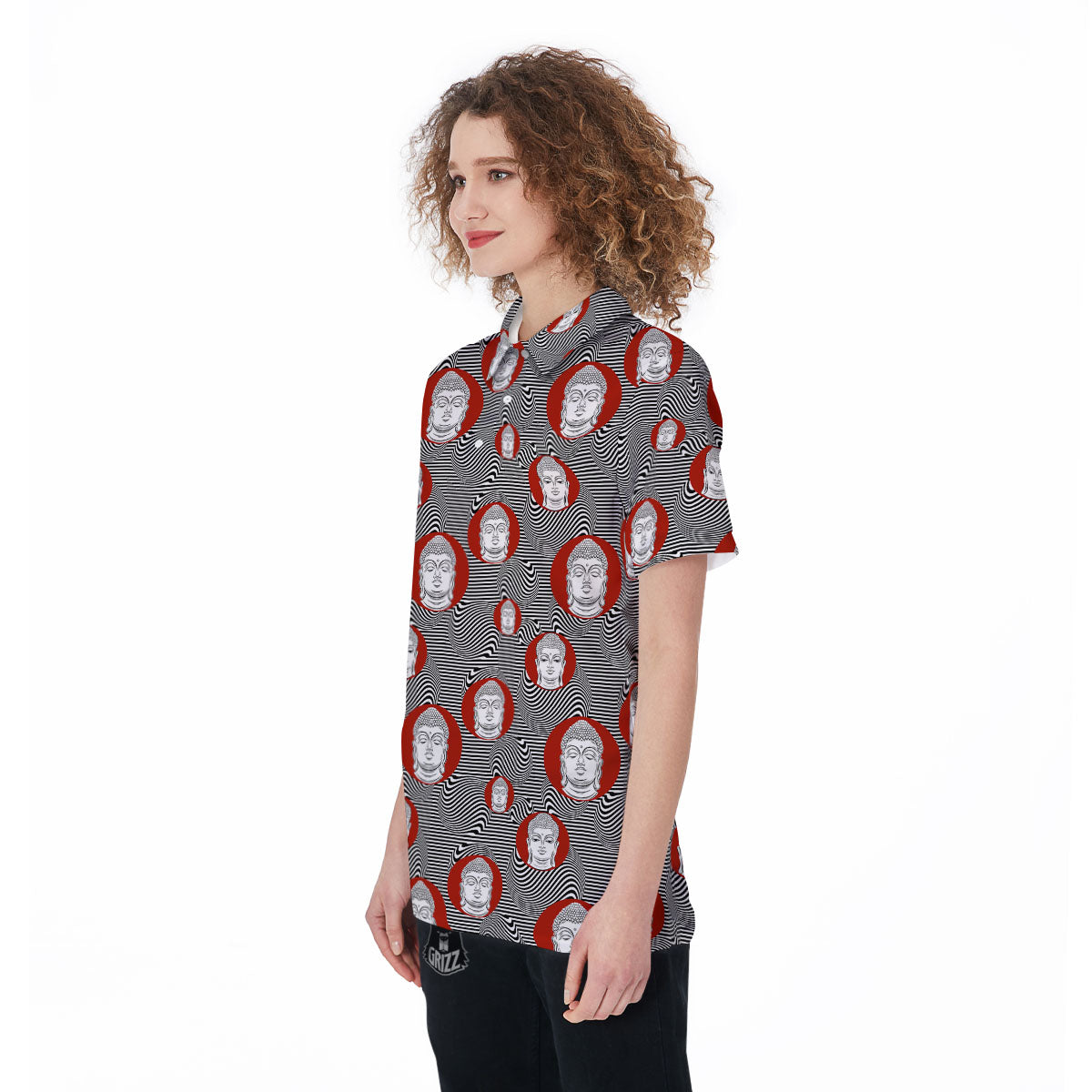 Buddha Print Pattern Women's Golf Shirts-grizzshop