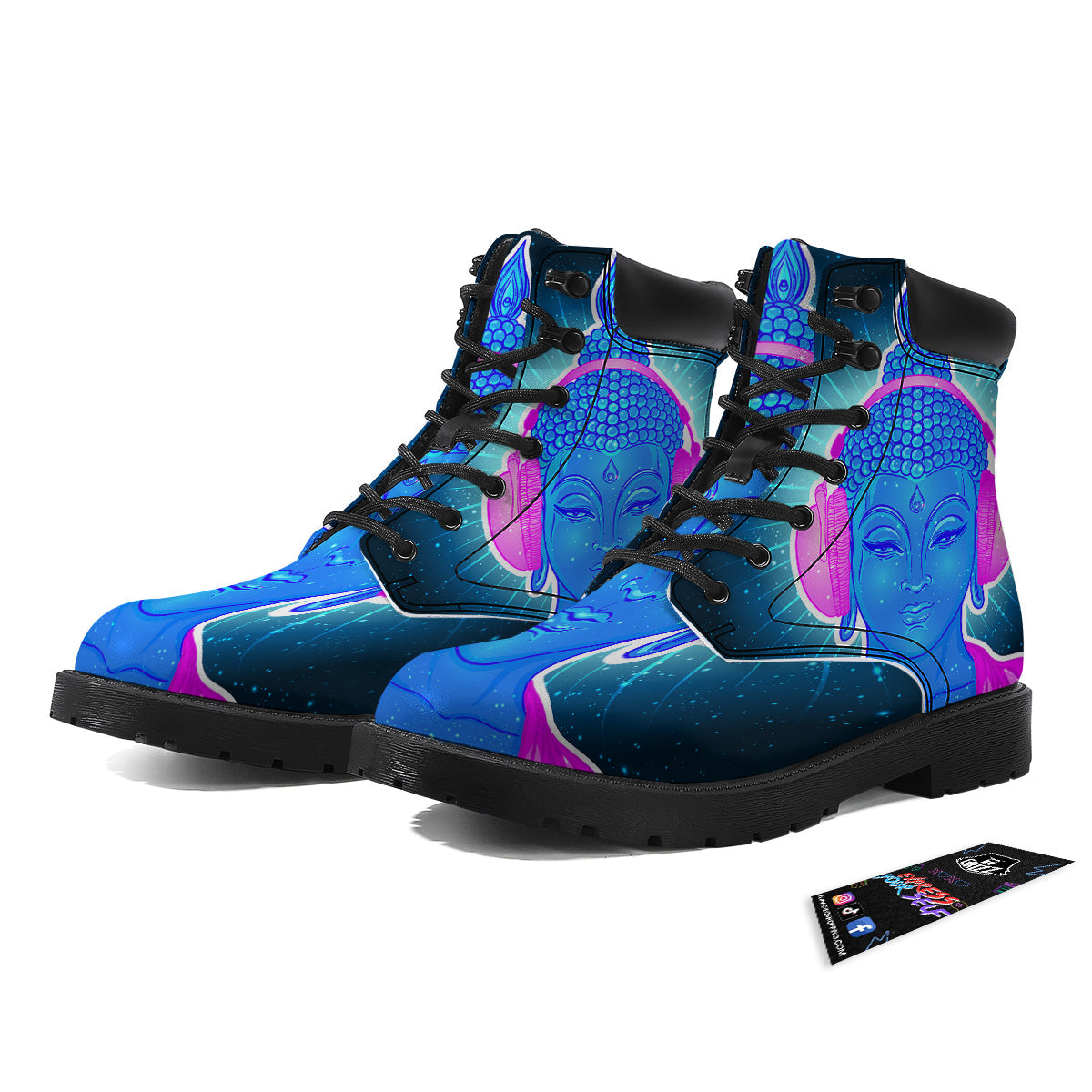 Buddha Psychedelic Print Boots-grizzshop