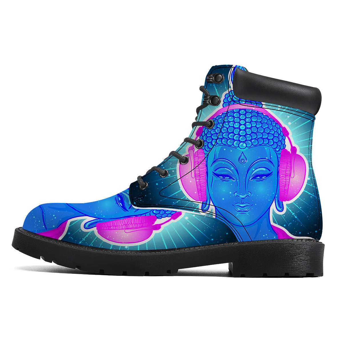 Buddha Psychedelic Print Boots-grizzshop