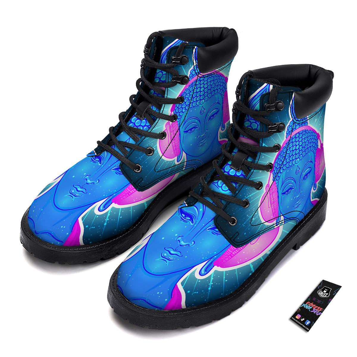 Buddha Psychedelic Print Boots-grizzshop