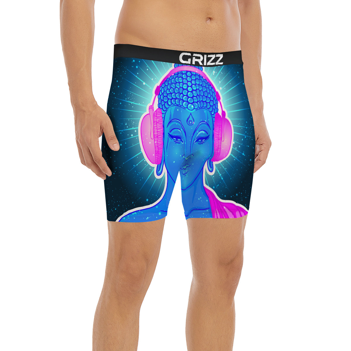 Buddha Psychedelic Print Boxer Briefs-grizzshop