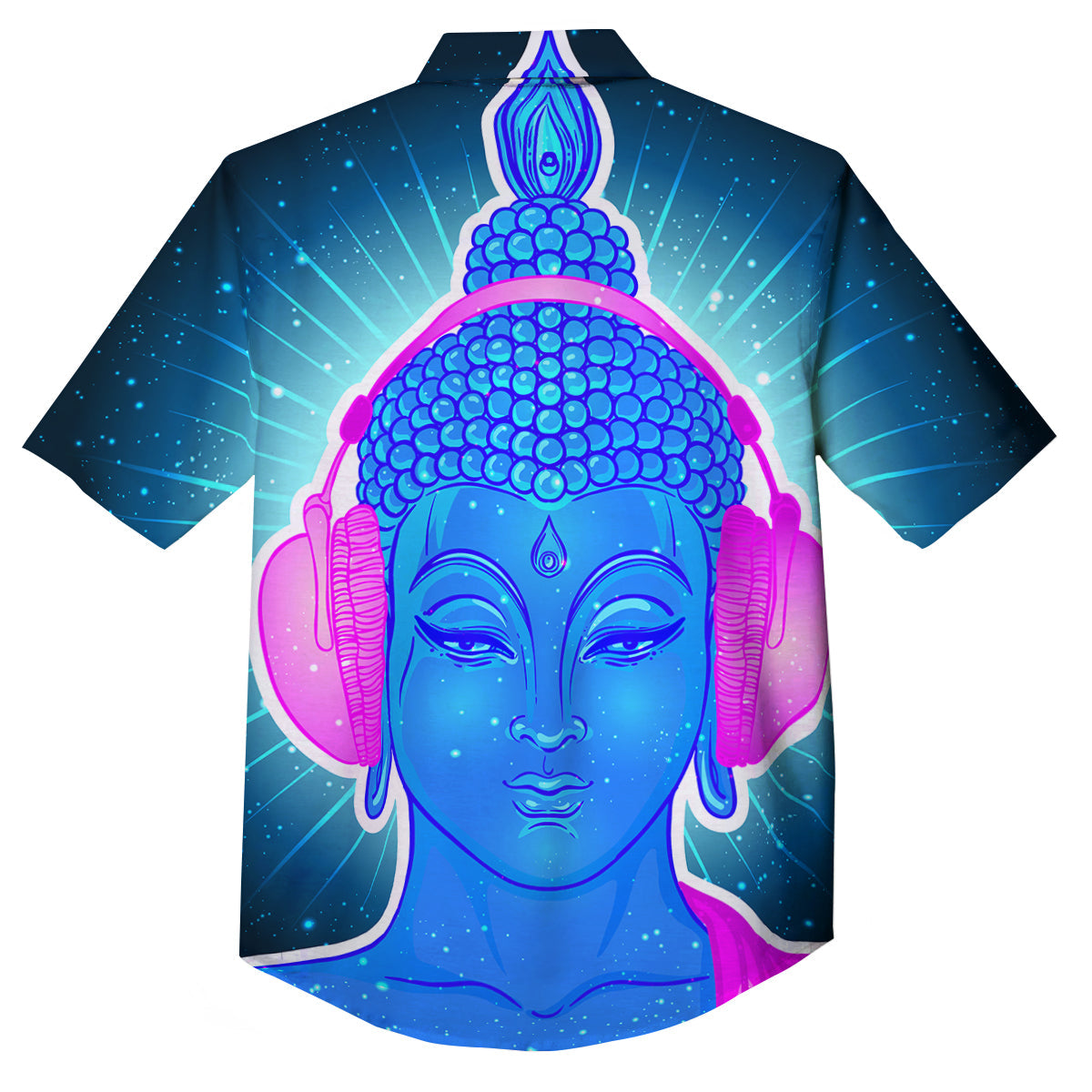 Buddha Psychedelic Print Button Up Shirt-grizzshop